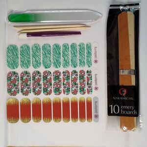 Jamberry Bundle 3 Half Sheets Nail Wraps with 14 Piece Manicure Tools